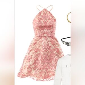 NWT HOCO Halter Top Fit & Flare Dress. Speechless Lace Halter A-line Mini Dress